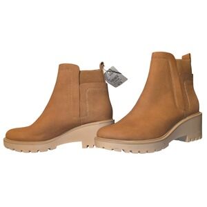 Brand New A.N.A Cognac Suede Chelsea Lug Sole Wedge Ankle Boots Women 9.5 M